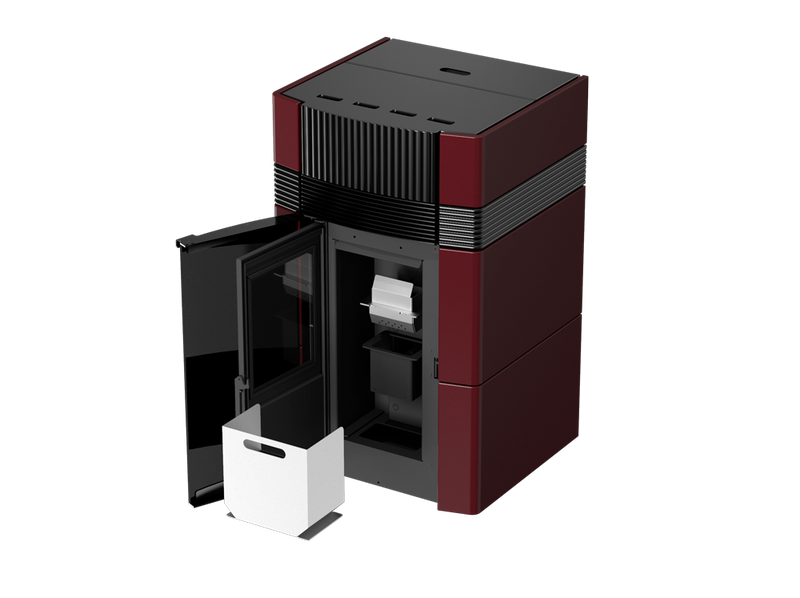 A++ Woody wasserführender Pelletofen 24 kW mit schwarzer Keramikverkleidung