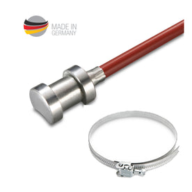Anlegetemperaturfühler Silikon bis 250°C inkl. Metallspannband – NTC10K / PT1000, Deutscher Hersteller